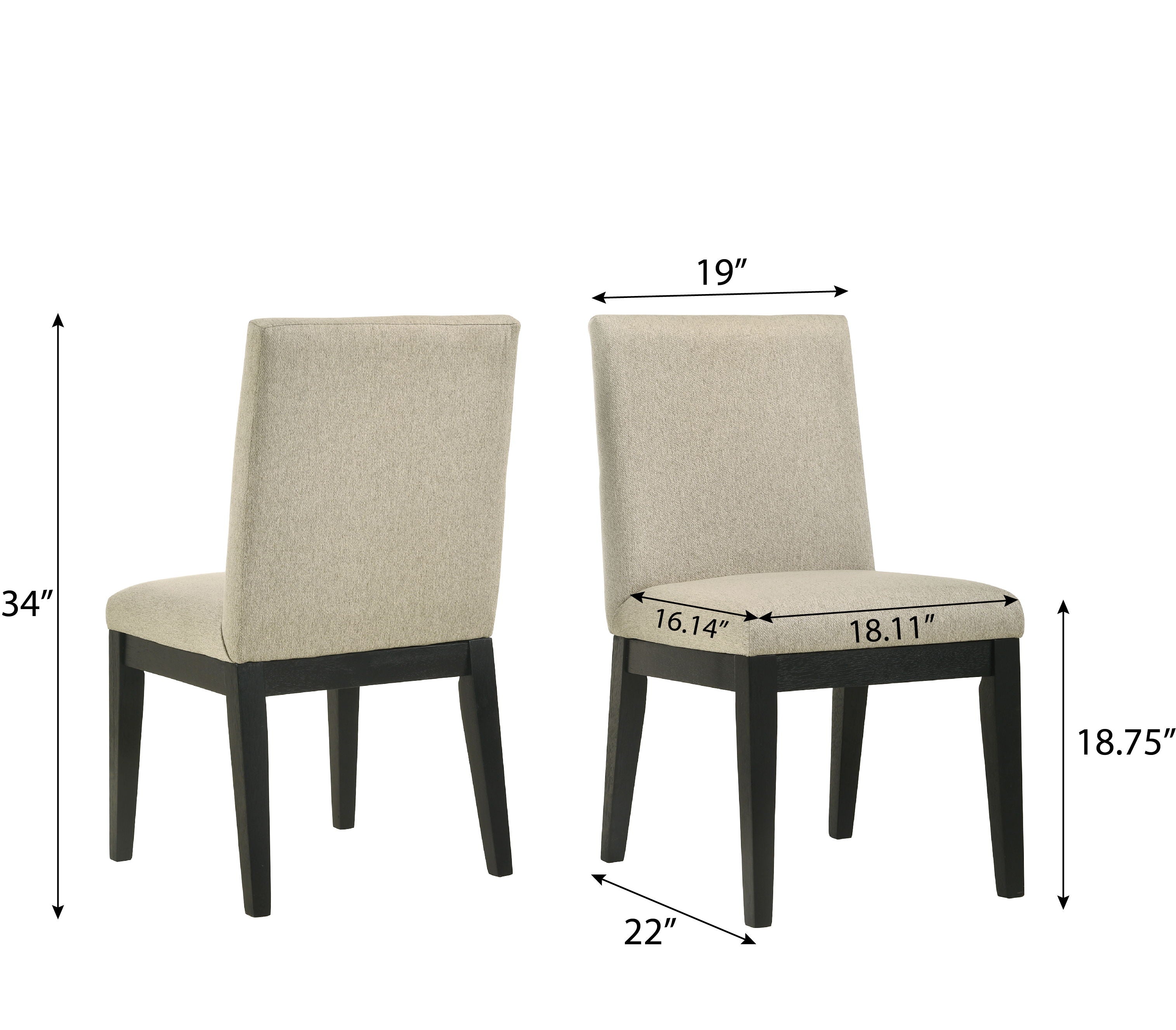 Roundhill Furniture - Rocco Contemporary Solid Wood Dining Chairs (Set of 2) - Beige