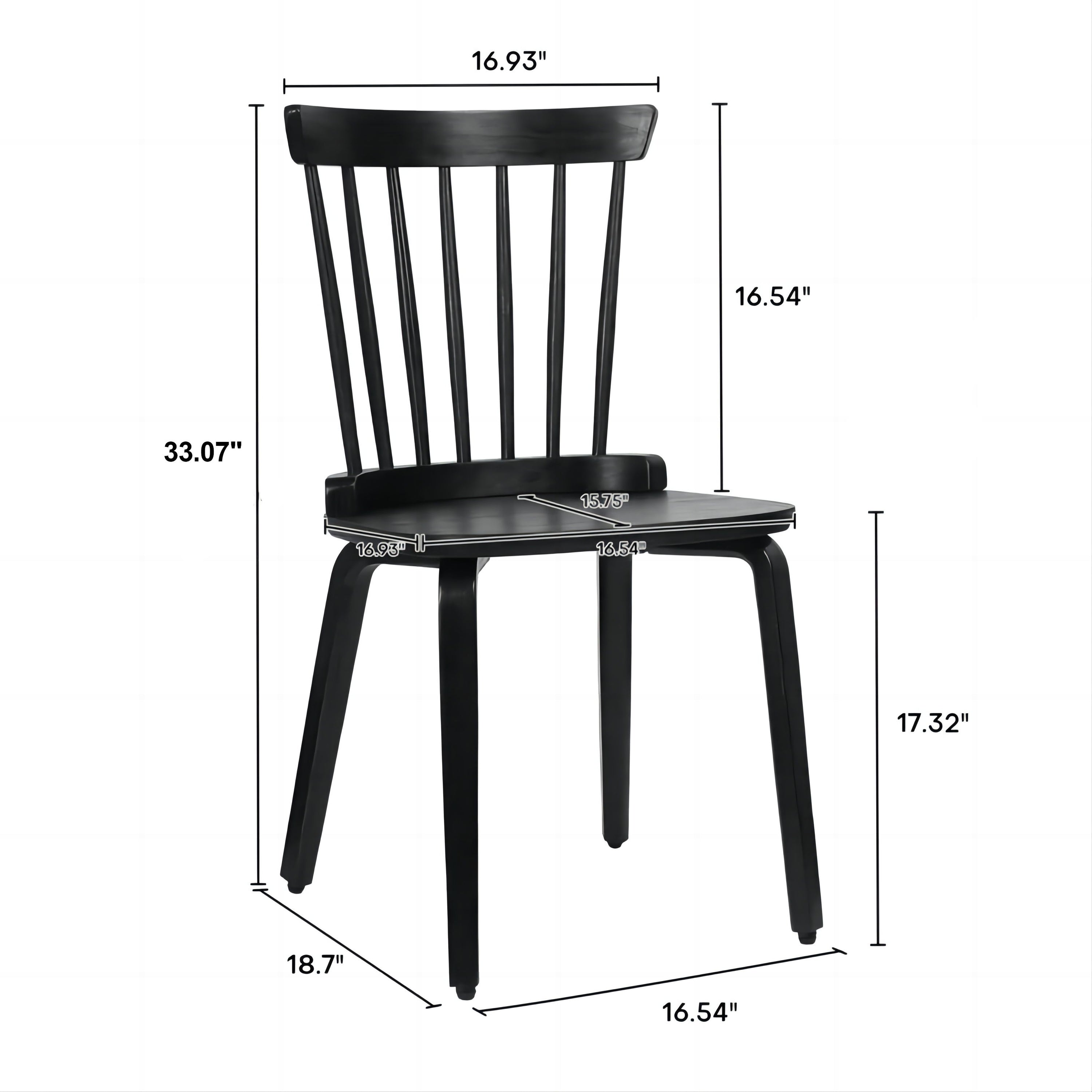 Solid Wood Slat Back Windsor Chair (Set of 2)