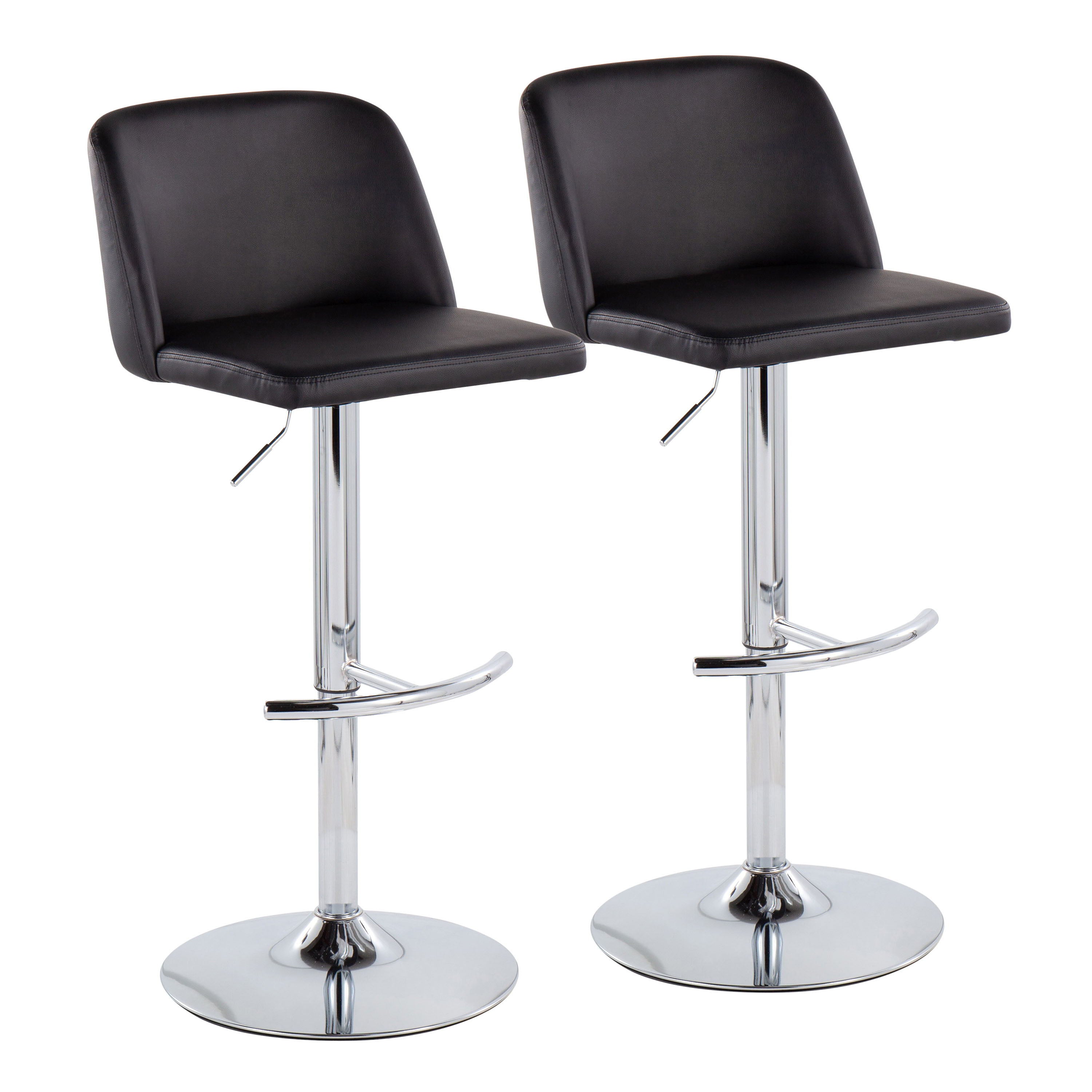 Toriano - Contemporary Adjustable Barstool With Swivel & Rounded T Footrest (Set of 2)