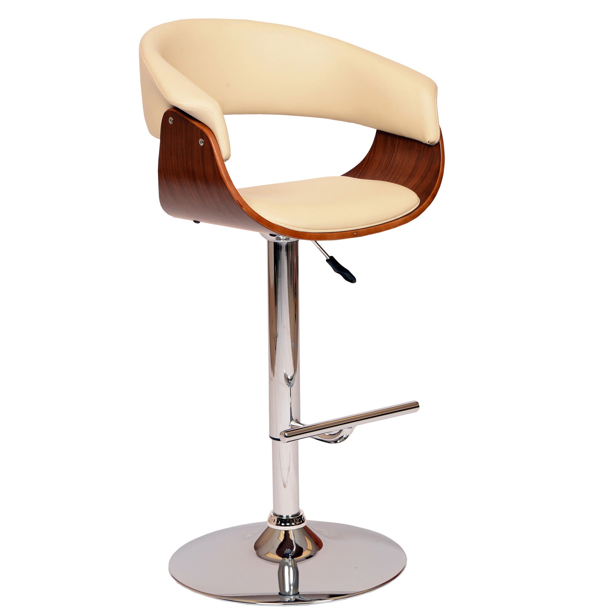 Swivel Low Back / Adjustable Height Bar Chair - Cream / Silver