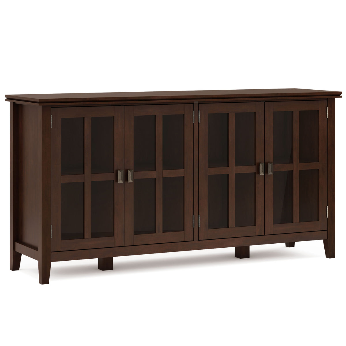 Artisan - Handcrafted Wide 4 Door Storage Cabinet Dark Brown by Simpli-Home | Bel Furniture