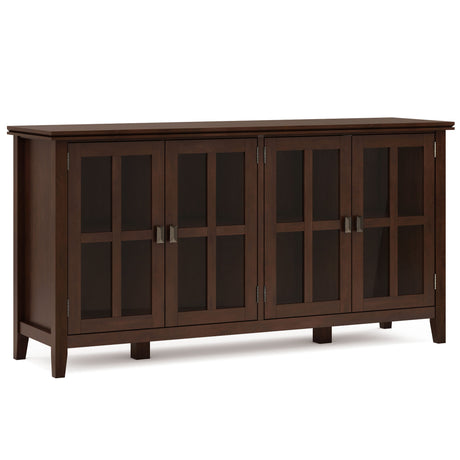 Artisan - Handcrafted Wide 4 Door Storage Cabinet Dark Brown by Simpli-Home | Bel Furniture