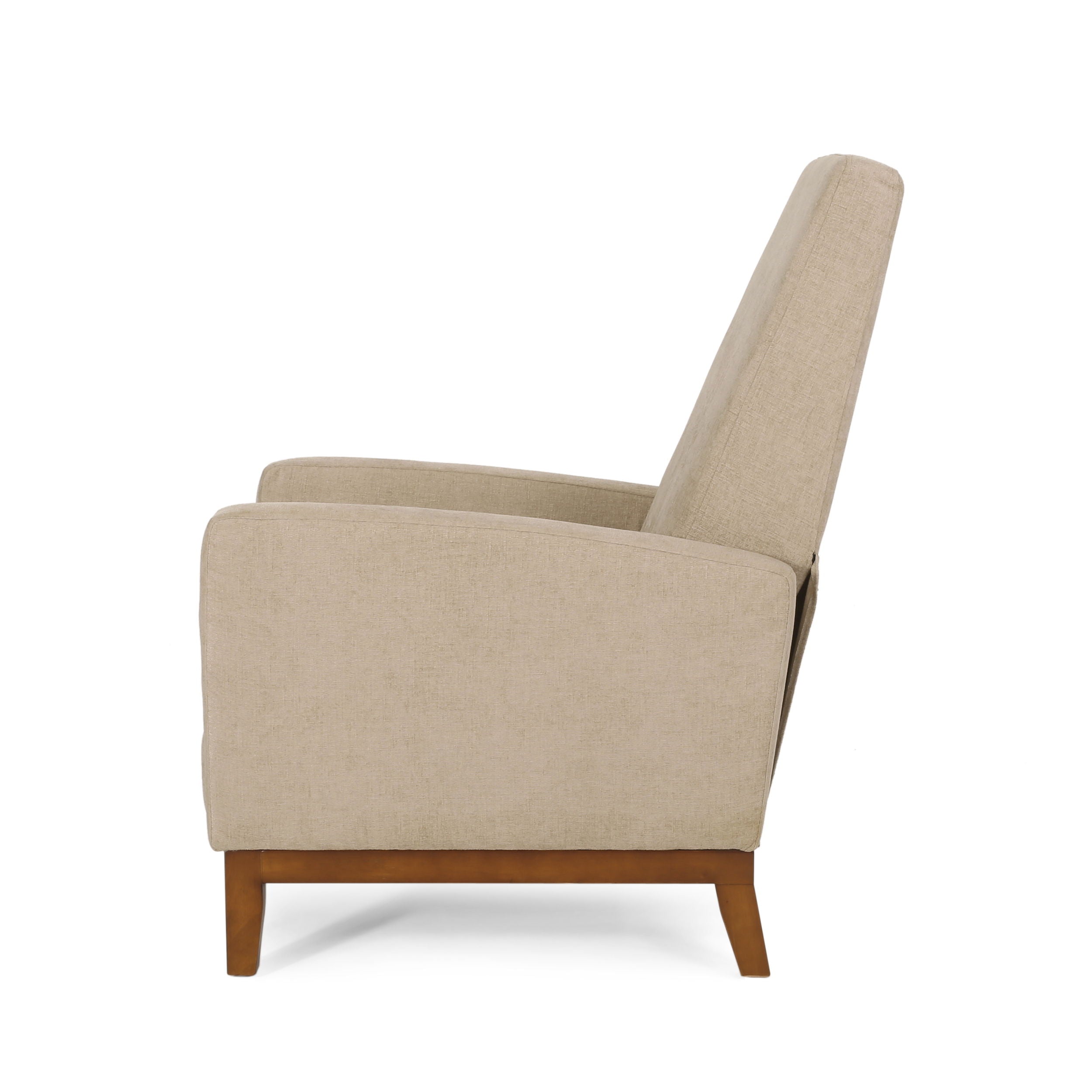 Wide Wood Hand Manual Club Recliner - Sand