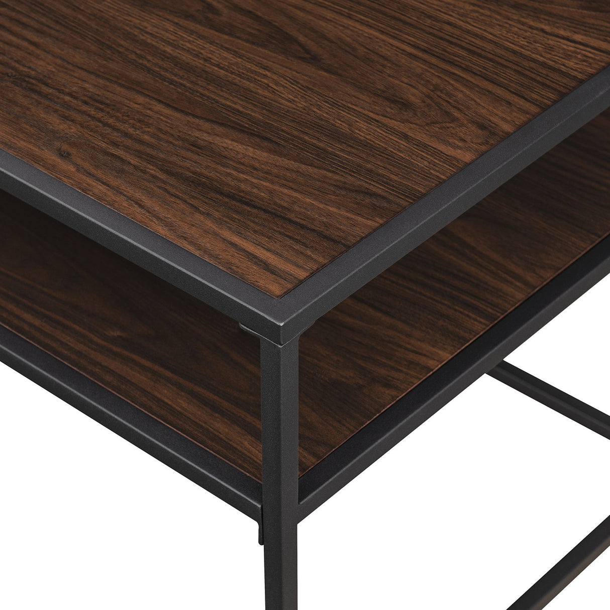 Contemporary Two Tone Metal Coffee Table - Dark Walnut by Walker Edison | Bel Furniture