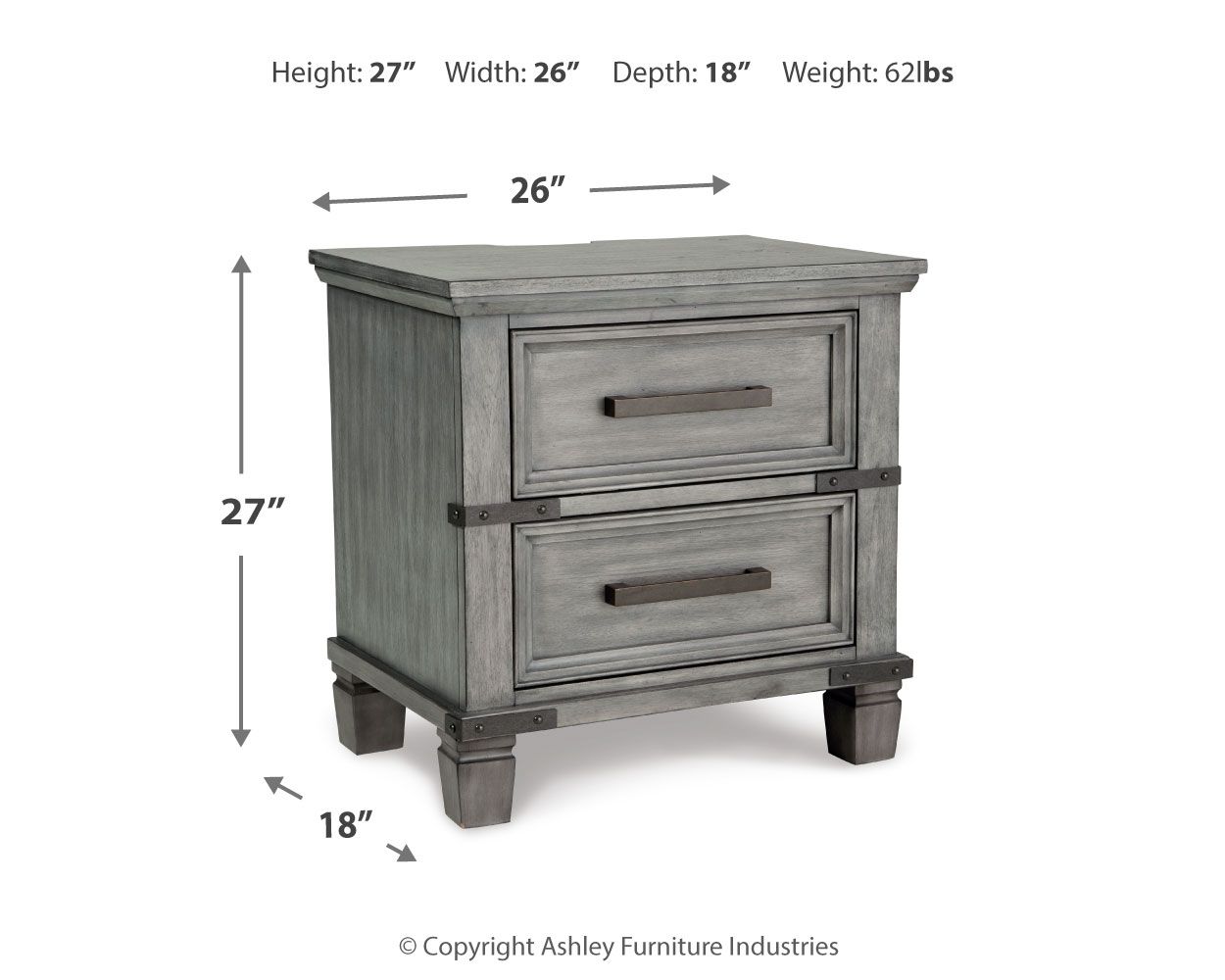 Russelyn - Gray - Two Drawer Night Stand