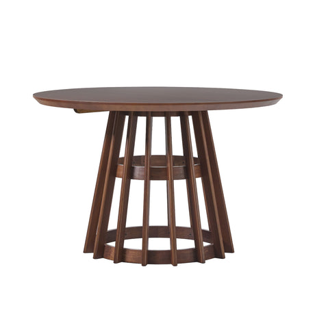 Round Dining Table With Pedestal Base - Brown by Walker Edison | Bel Furniture