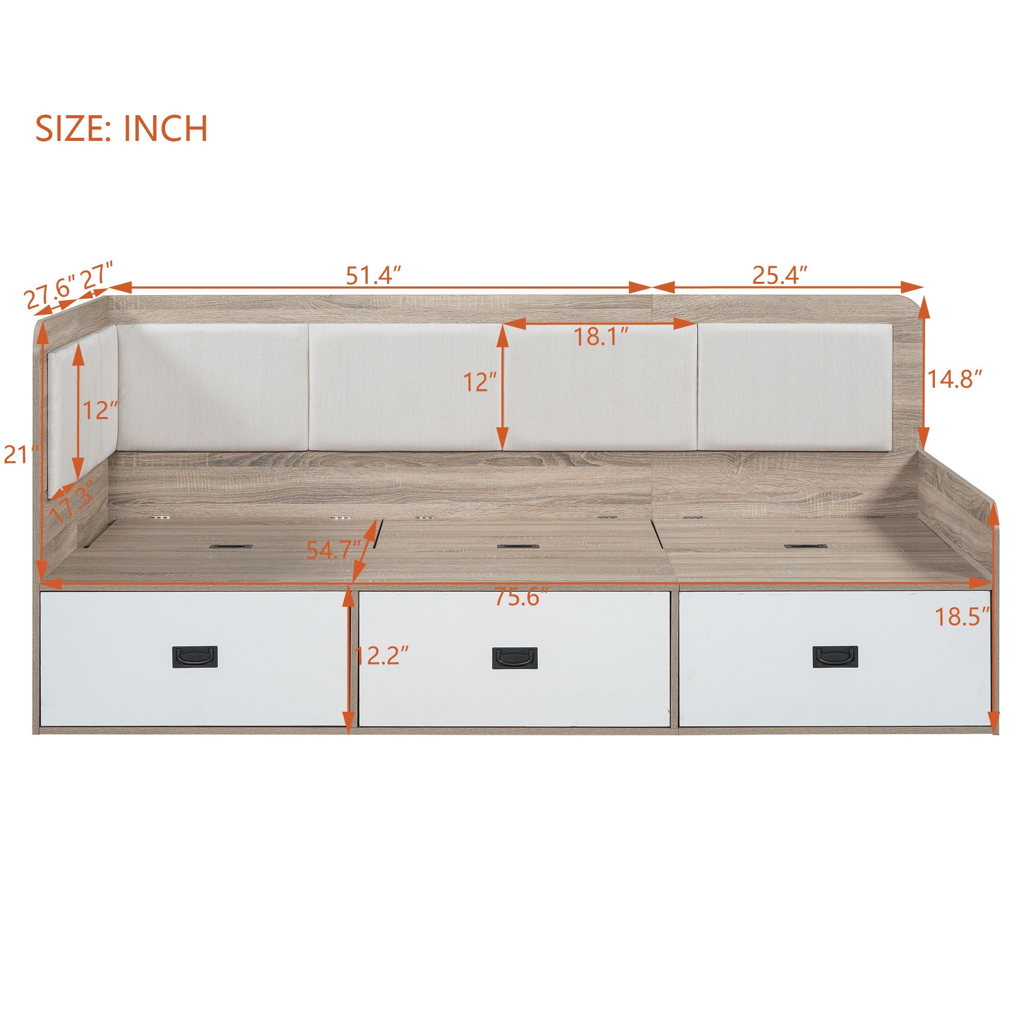 Daybed With Three Drawers And Three Storage Compartments