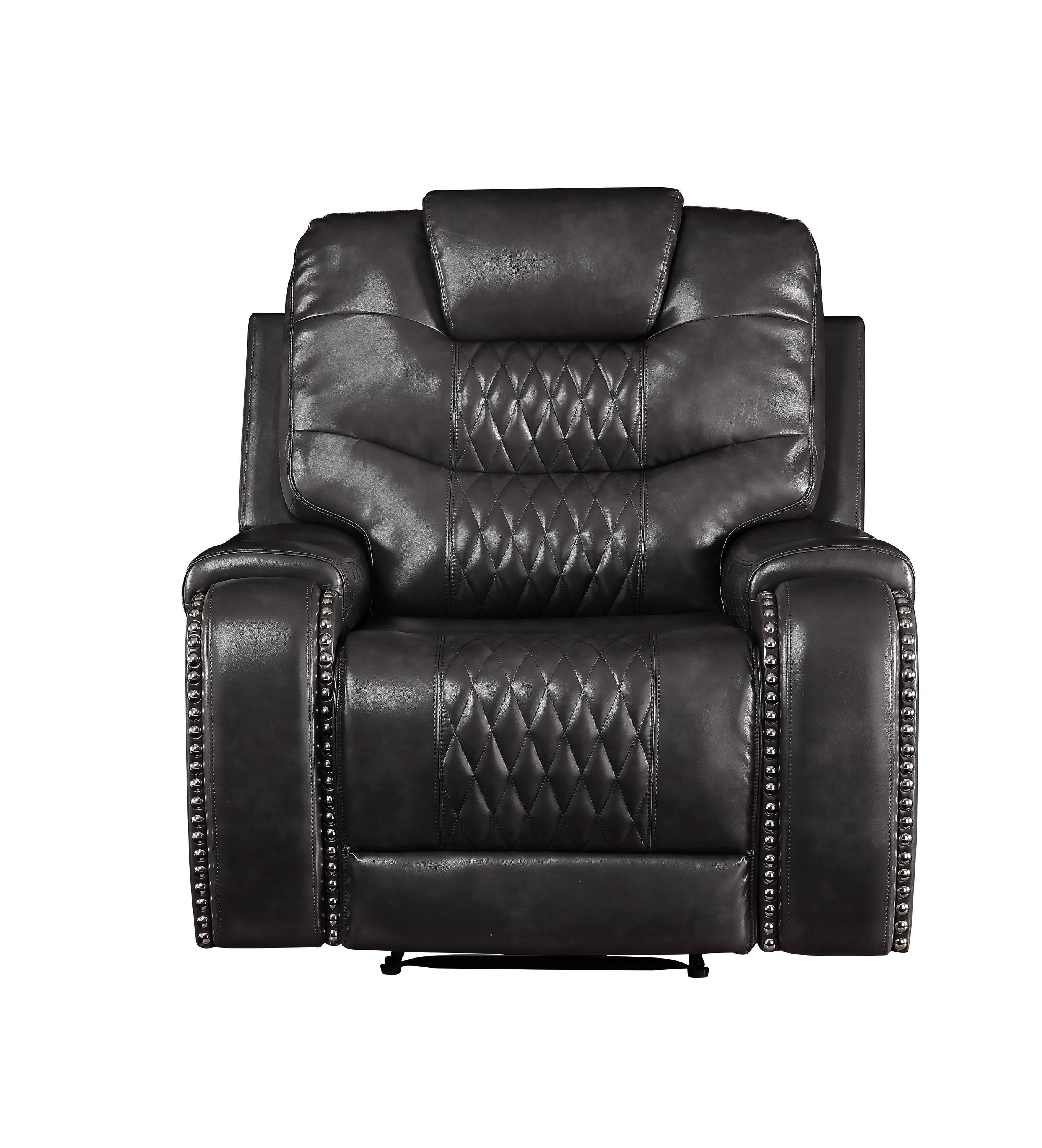 Braylon - Magnetite Synthetic Leather Manual Recliner Chair - Brown