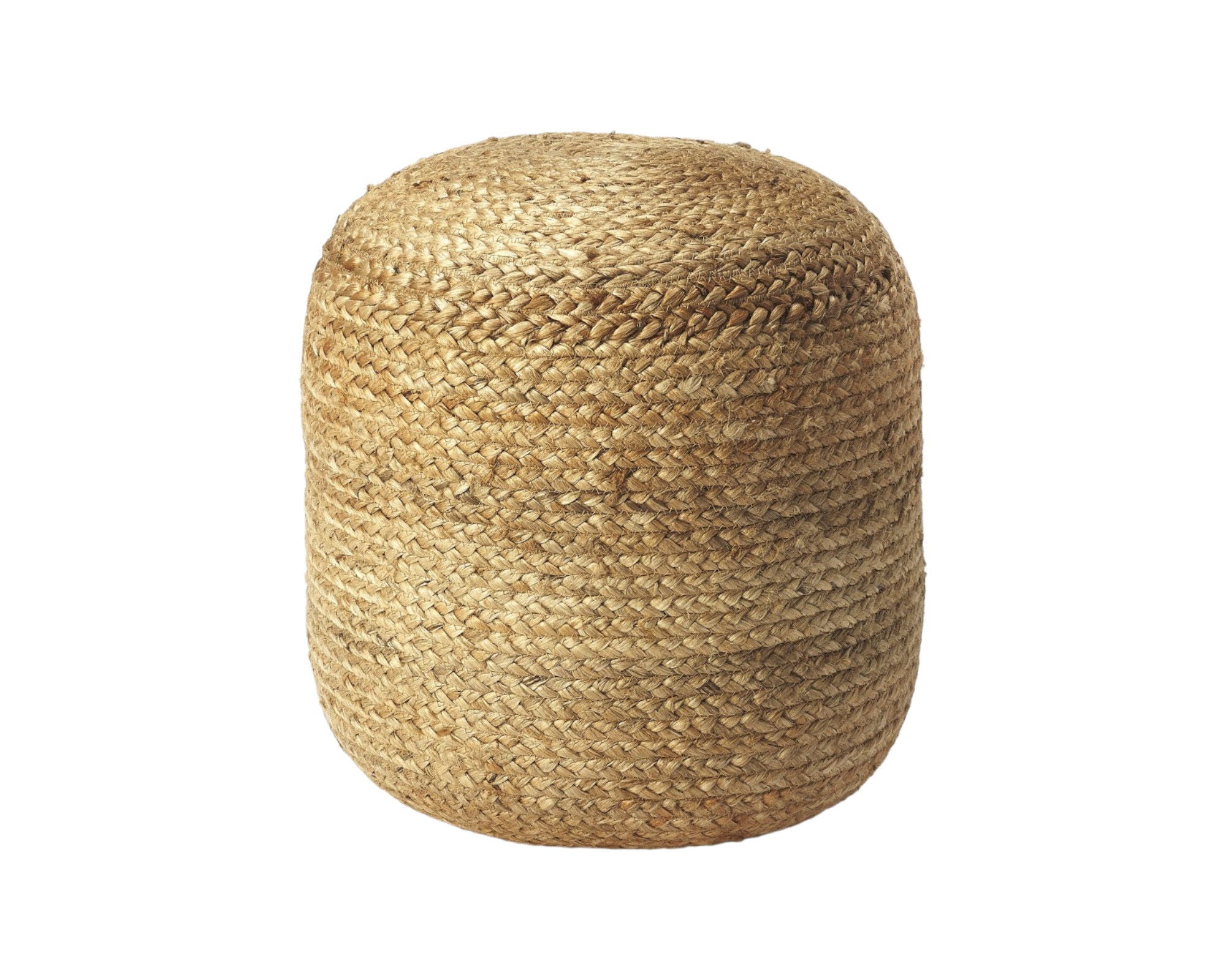 Jute Round Pouf Ottoman - Light Brown