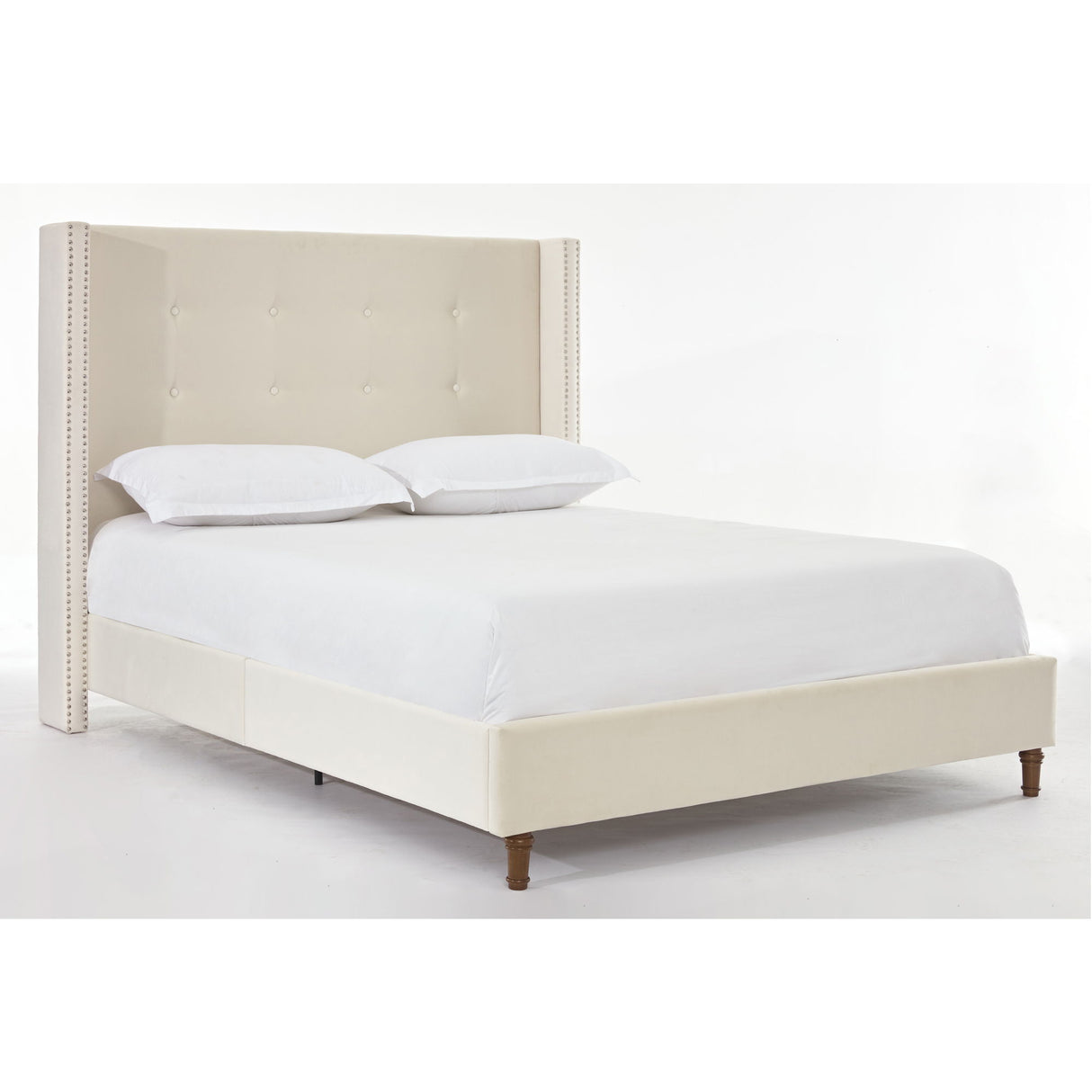 Peyton - Upholstered Bed With 54" High Headboard, Traditional Hand Buttoned Tufting