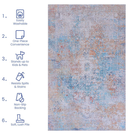 Maval - 6' X 9' Washable Area Rug - Yellow - view 4