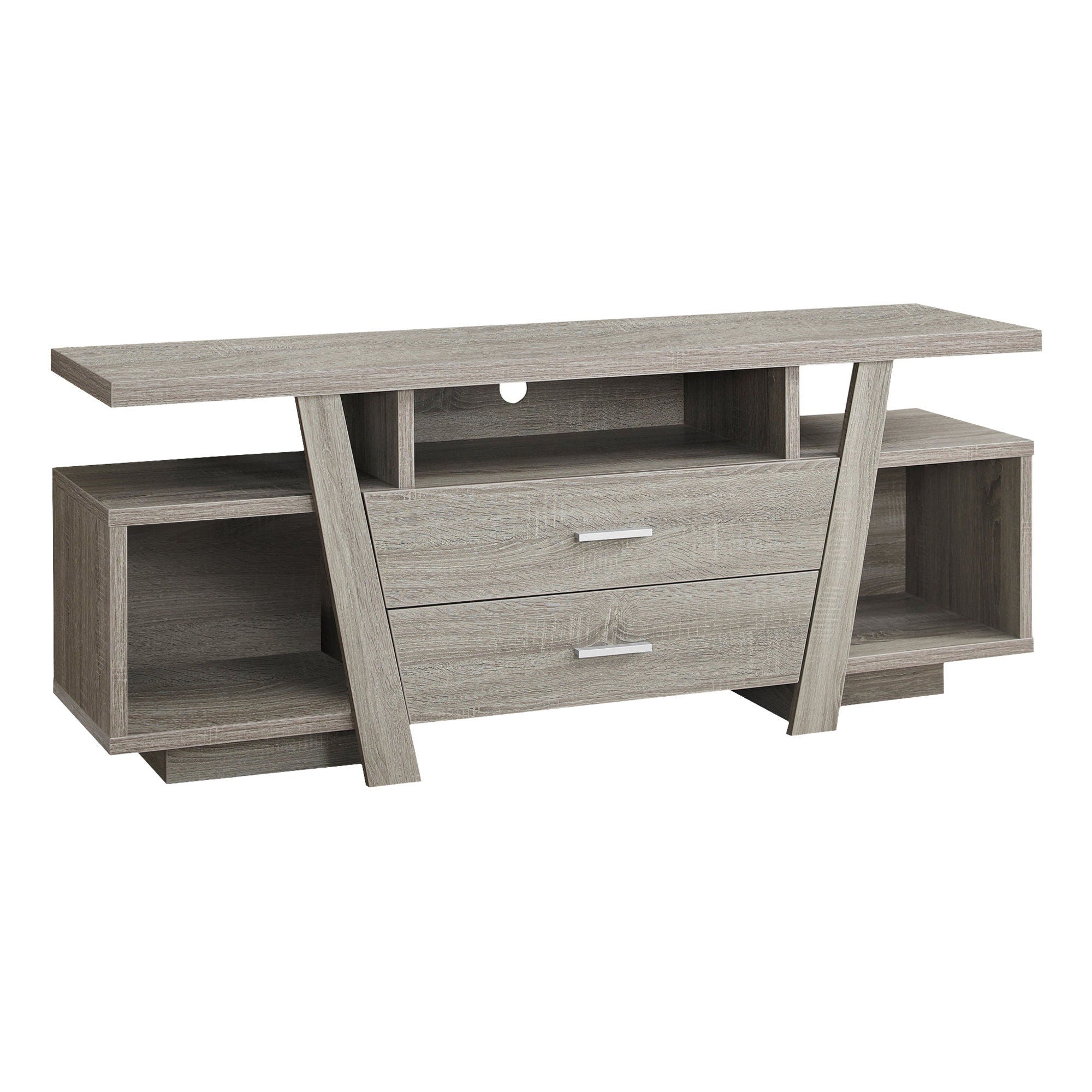 Wooden Open Shelving TV Stand - Deep Taupe