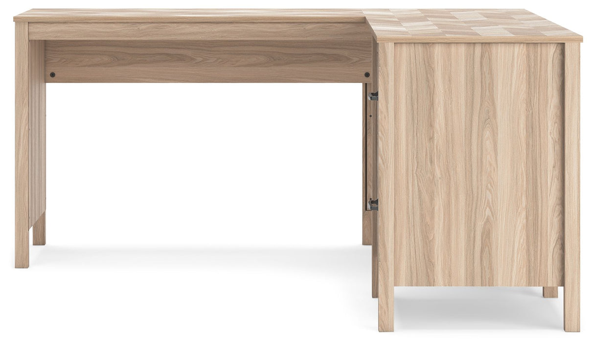 Battelle - Tan - 60" Home Office Desk With Return by Signature Design by Ashley® | Bel Furniture