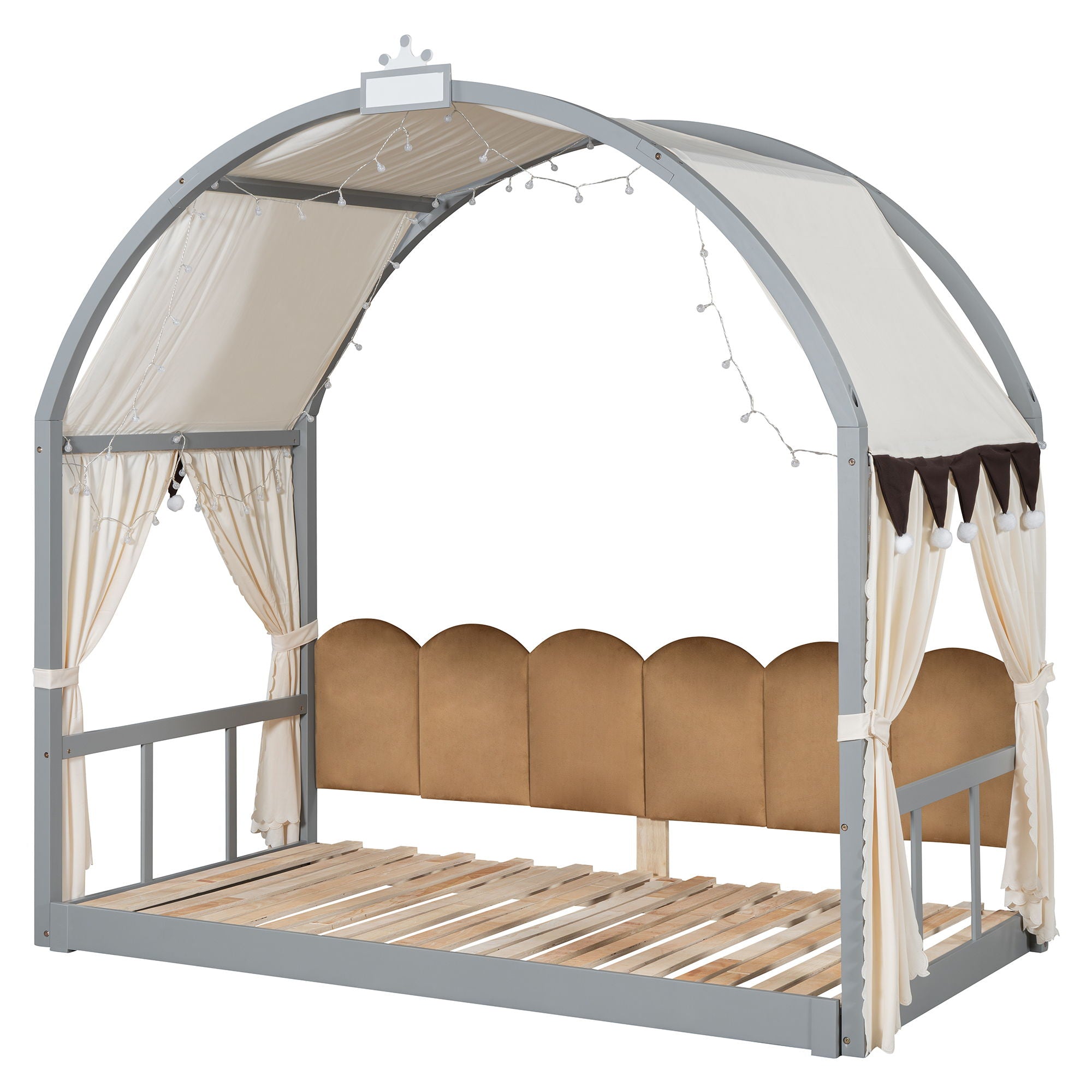 Extended Bed With Arched Roof And Trundle