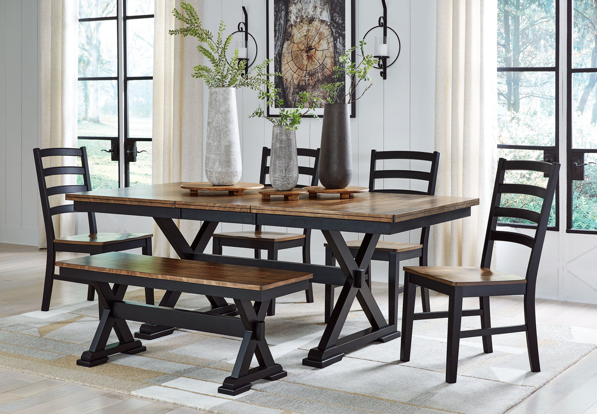 Wildenauer - Dining Room Set Dark Brown 6 Pc. Table, 4 Chairs, Bench by Signature Design by Ashley® | Bel Furniture