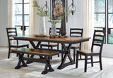 Wildenauer - Dining Room Set Dark Brown 6 Pc. Table, 4 Chairs, Bench by Signature Design by Ashley® | Bel Furniture