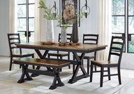 Wildenauer - Dining Room Set Dark Brown 6 Pc. Table, 4 Chairs, Bench by Signature Design by Ashley® | Bel Furniture