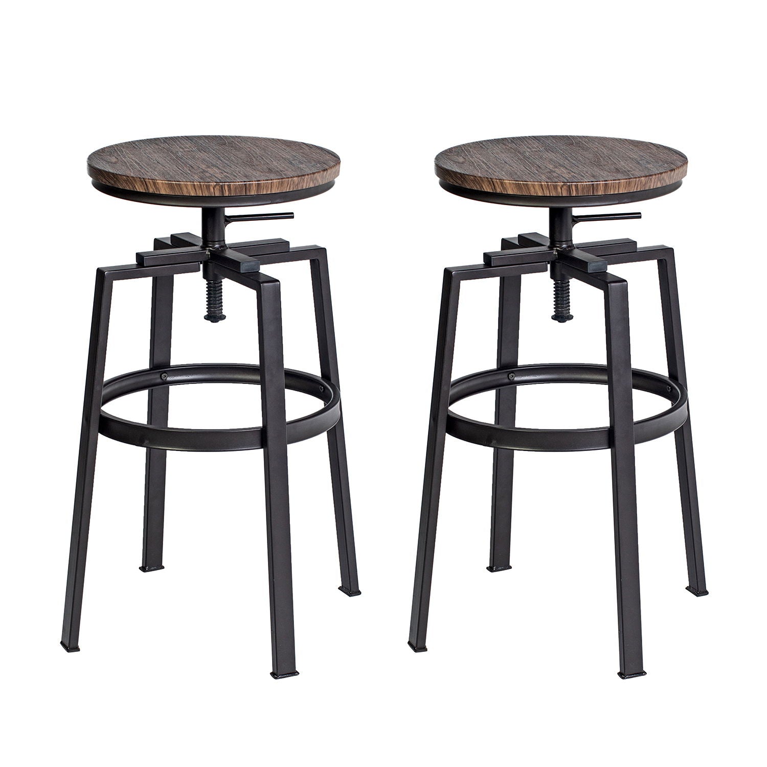 Steel Swivel Backless Bar Height Bar Chairs (Set of 2) - Natural / Bronze