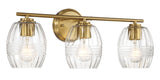 Luster - 3 Lights Vanity With Clear For Bathrooms Above Mirror Wall Lamp Satin - Clear / Gold by Ashcroft Furniture | Bel Furniture