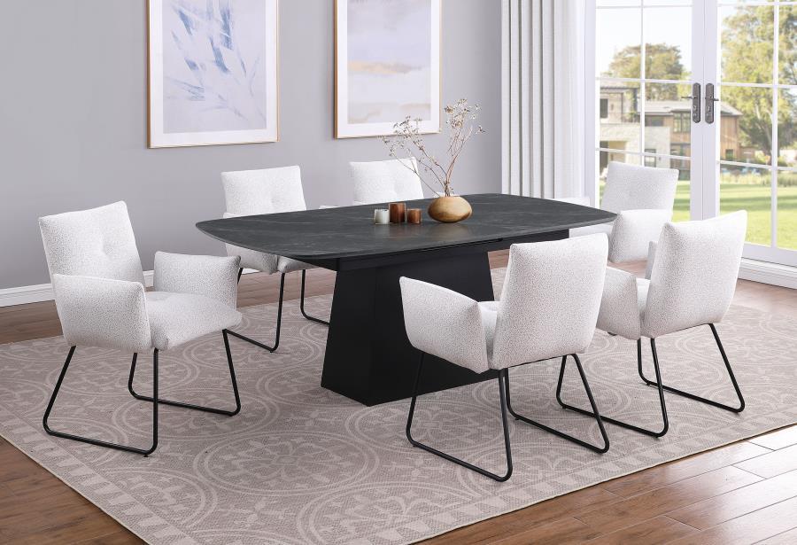 Potero - Faux Marble Extension Leaf Dining Table - Black by Coaster Fine Furniture | Bel Furniture