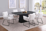 Potero - Faux Marble Extension Leaf Dining Table - Black by Coaster Fine Furniture | Bel Furniture