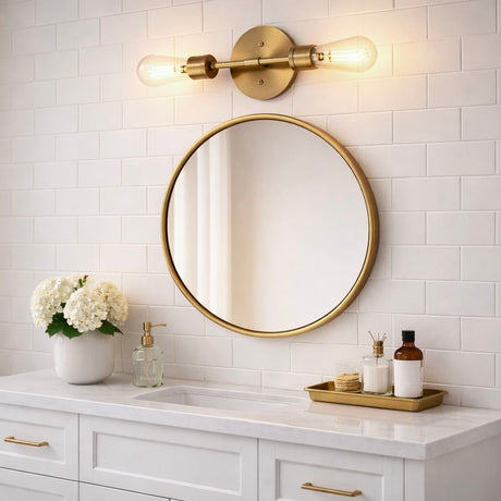 Reverie - Double Lights Bathroom Wall Sconce Over Mirror - Clear / Gold - view 6