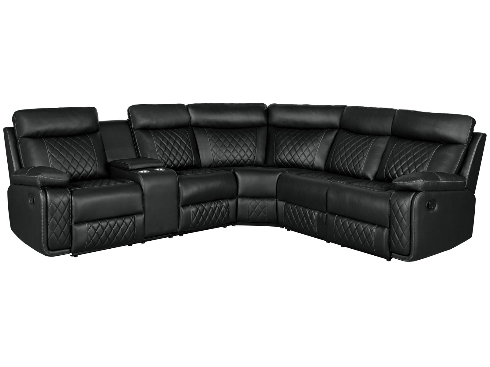 Home Theater Seating Manual Recliner With Cup Holder, Hide - Away Storage PU Reclining Sofa For Living Room, Home Theater