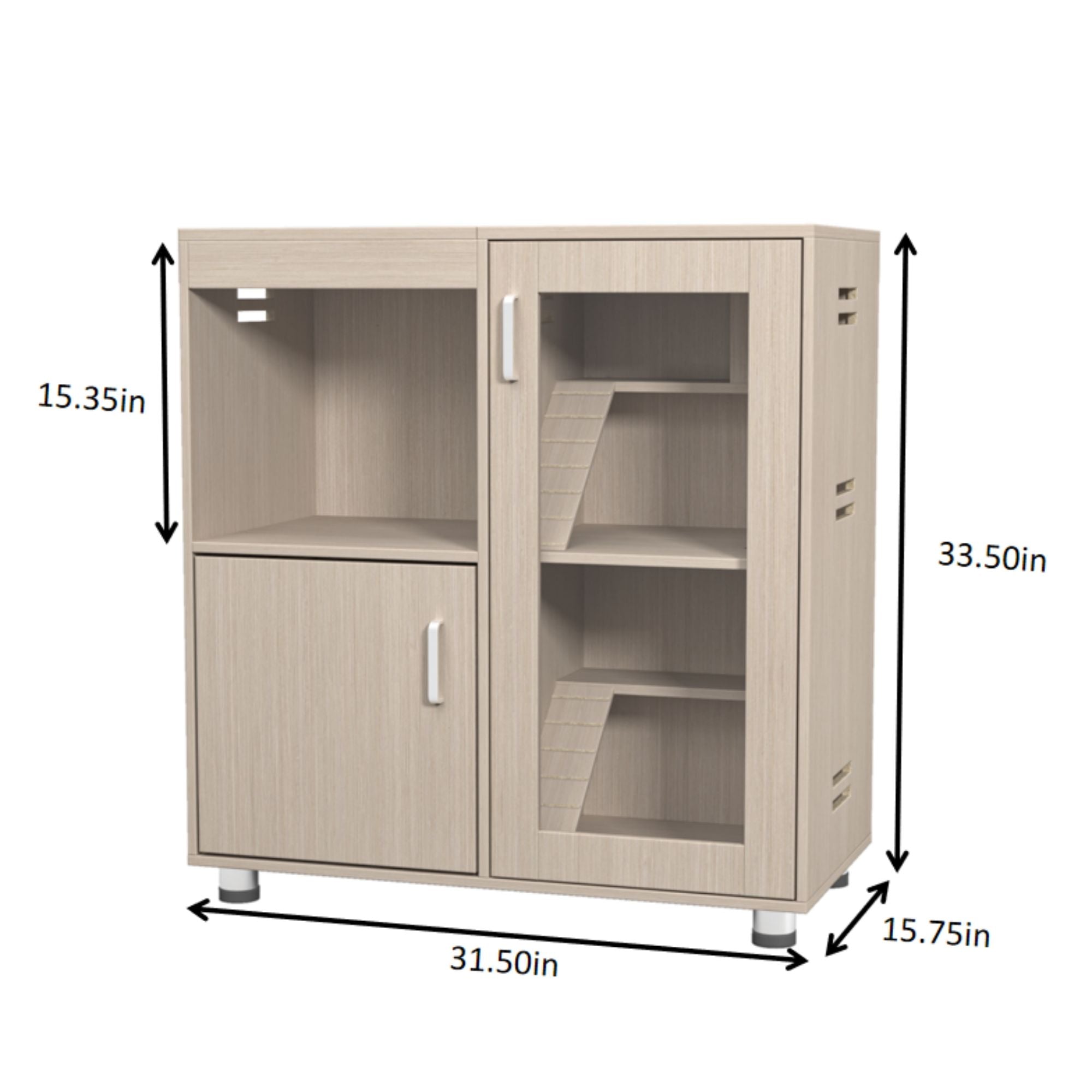 Guinea Pig Cages, 4 Tier Hamster Cage Wood With Storage Cabinet, House For Rat Ch" illa, Openable Top, Acrylic Windows, Living World Deluxe Habitat X-Large - Beige