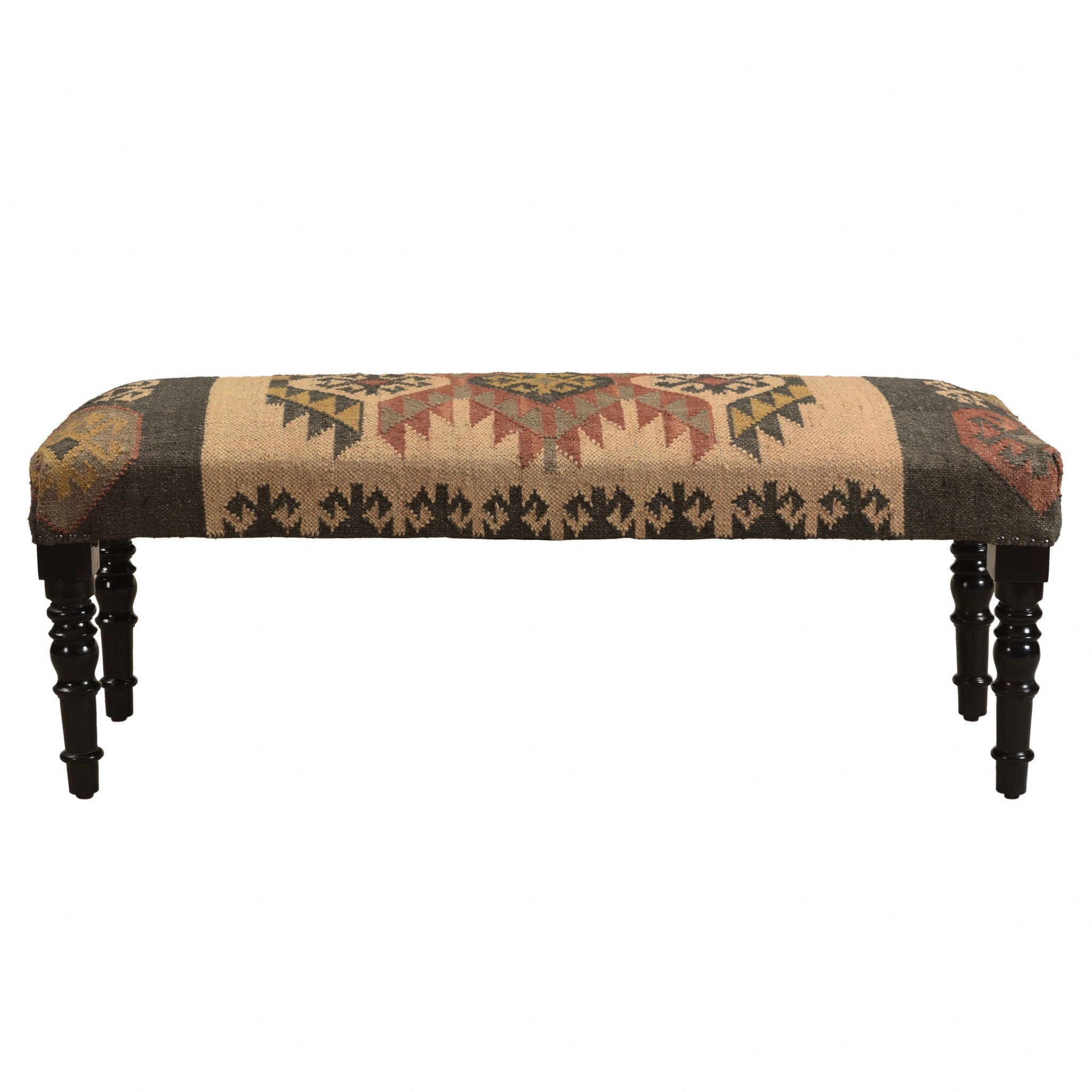 Leg Southwest Upholstered Bench - Shades Of Brown Black