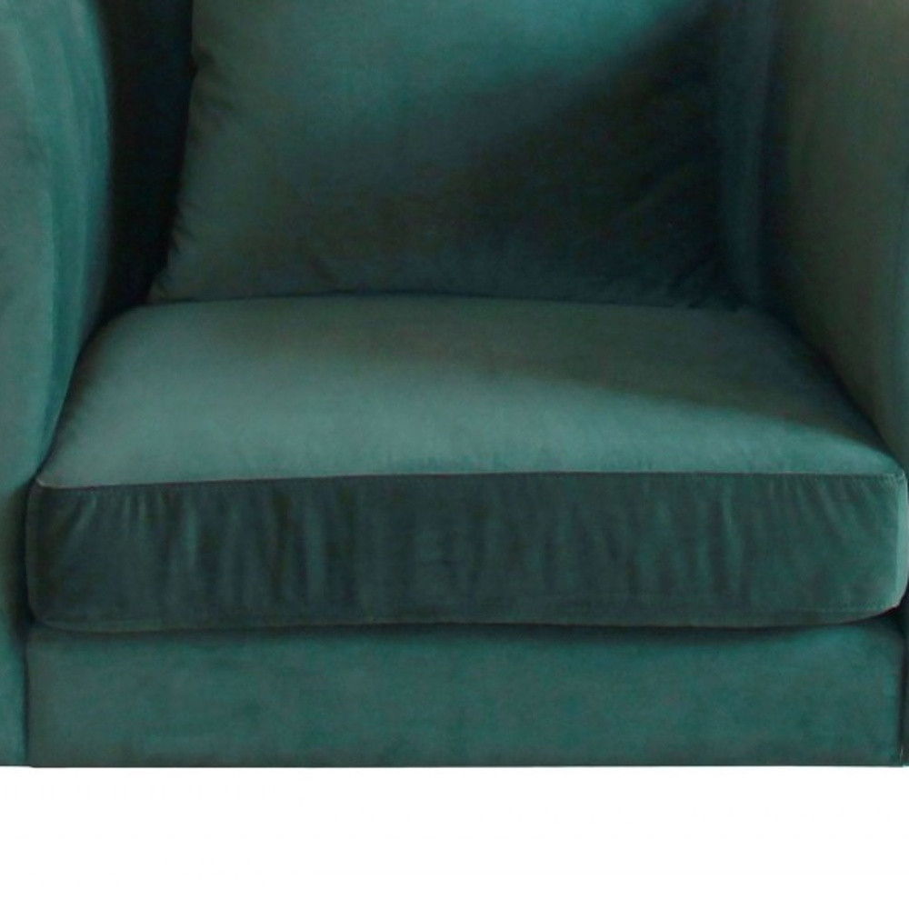 Velvet And Black Solid Color Arm Chair - Green