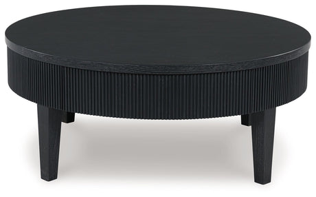 Marstream - Black - Round Cocktail Table by Signature Design by Ashley® | Bel Furniture