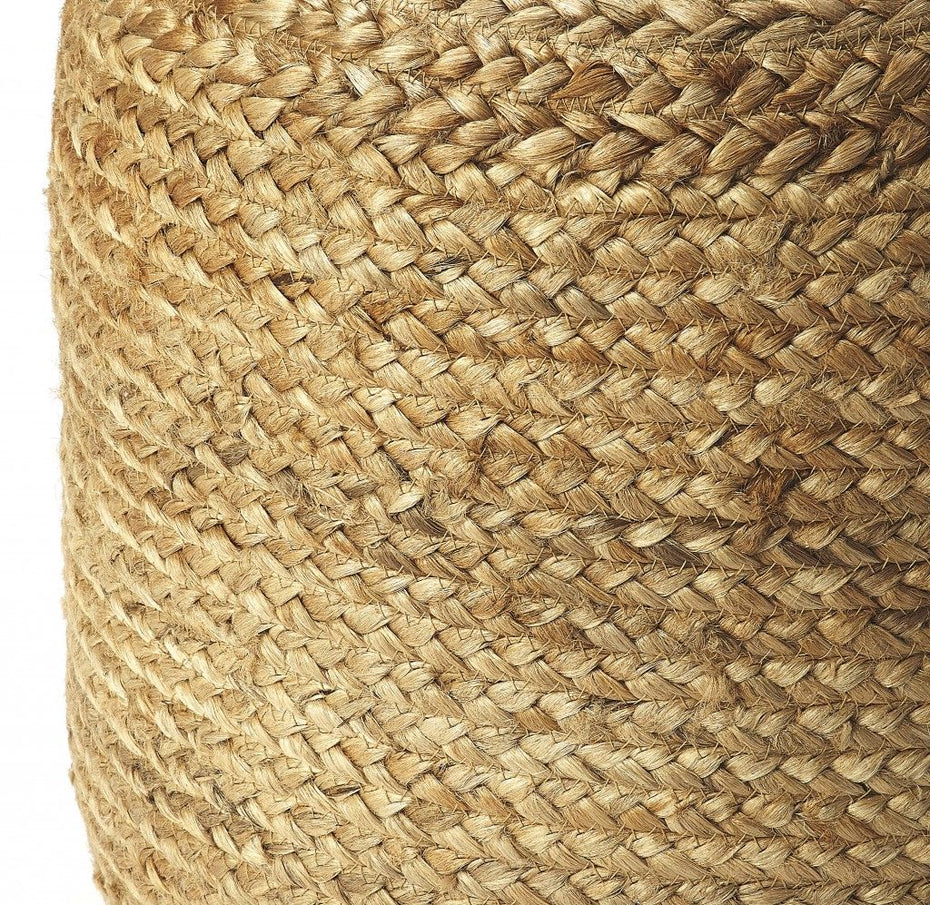 Jute Round Pouf Ottoman - Light Brown