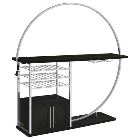 Risley - 2-Door Circular LED Home Bar With Wine Storage Black by Coaster Fine Furniture | Bel Furniture