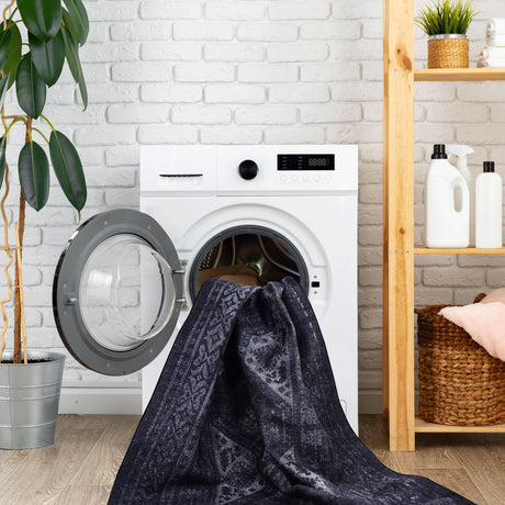 Maval - 5' X 8' Washable Area Rug - Black / Gray - view 5