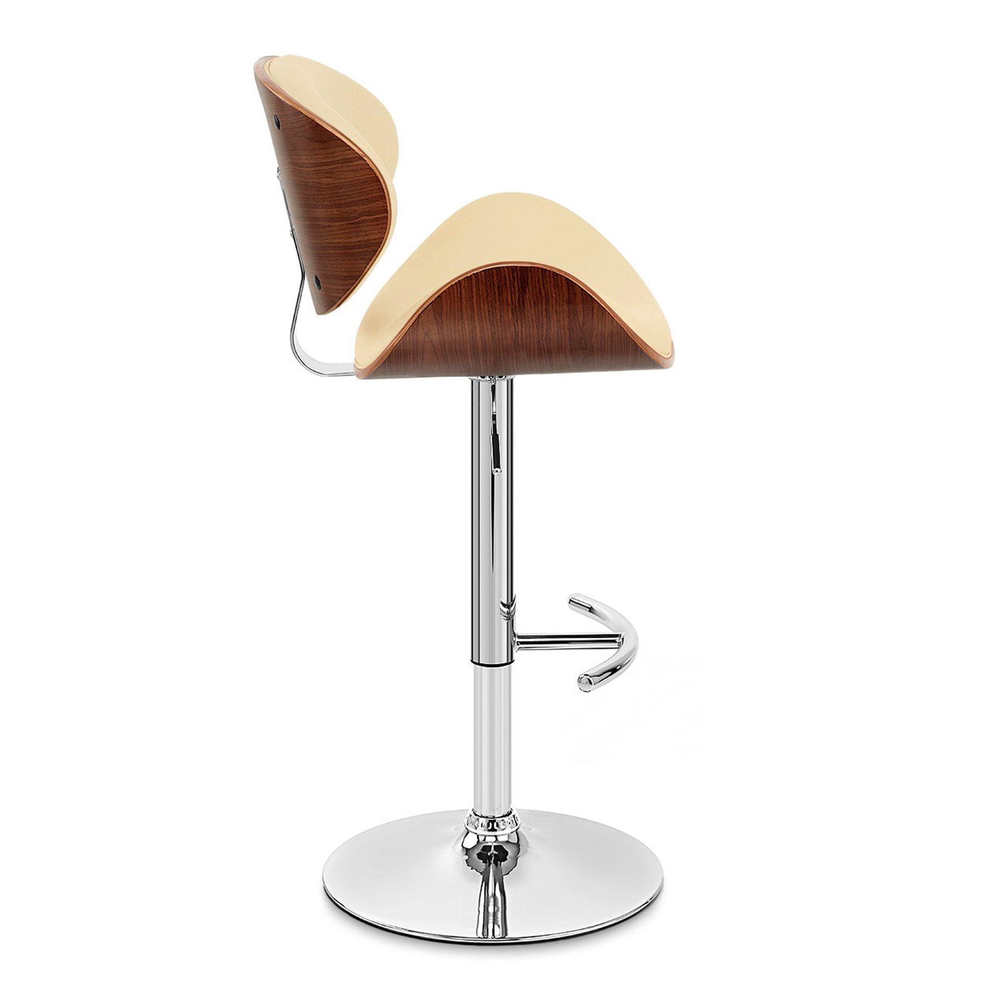 Swivel Low Back Adjustable Height Bar Chair - Cream / Silver