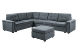 Isla - Fabric Sectional Sofa With Ottoman Dark Gray 7 Seater Sectional Sofa With Ottoman by Lilola Home | Bel Furniture
