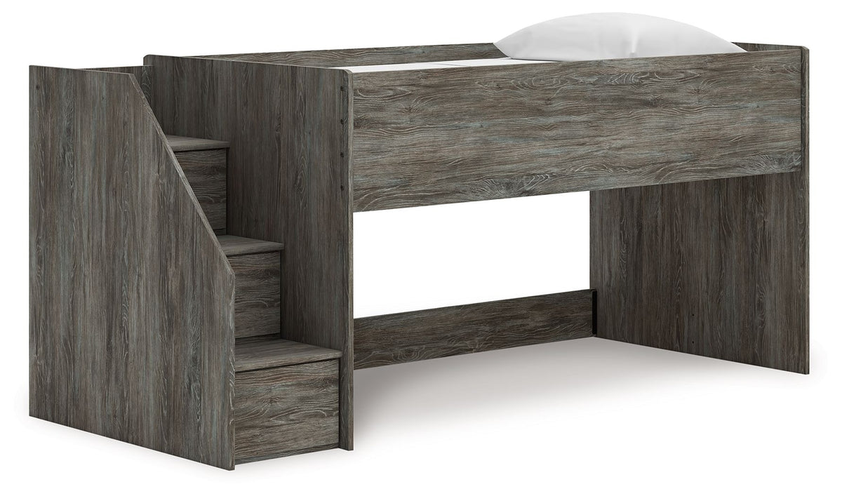 Frandern - Loft Bed Gray Twin Storage Steps by Signature Design by Ashley® | Bel Furniture
