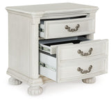 Montelaine - Antique White - Three Drawer Night Stand by Benchcraft® | Bel Furniture