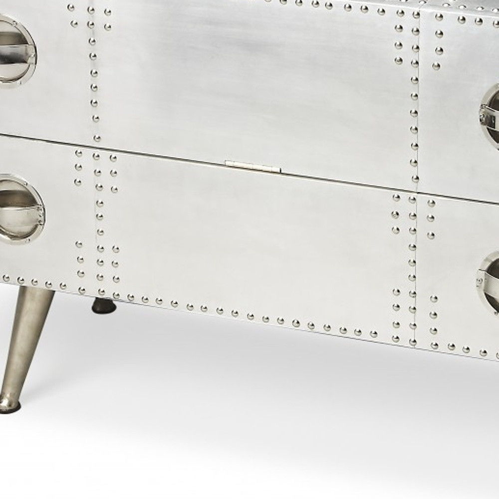 Metal Two Drawer Chest - Silver