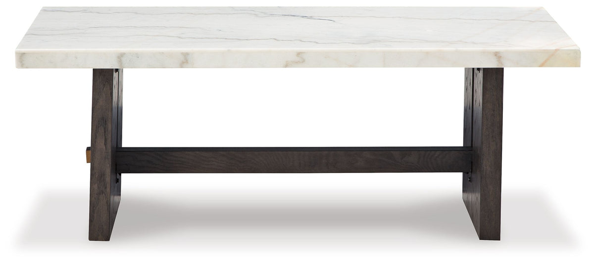 Burkhaus - White / Dark Brown - Rectangular Cocktail Table by Signature Design by Ashley® | Bel Furniture