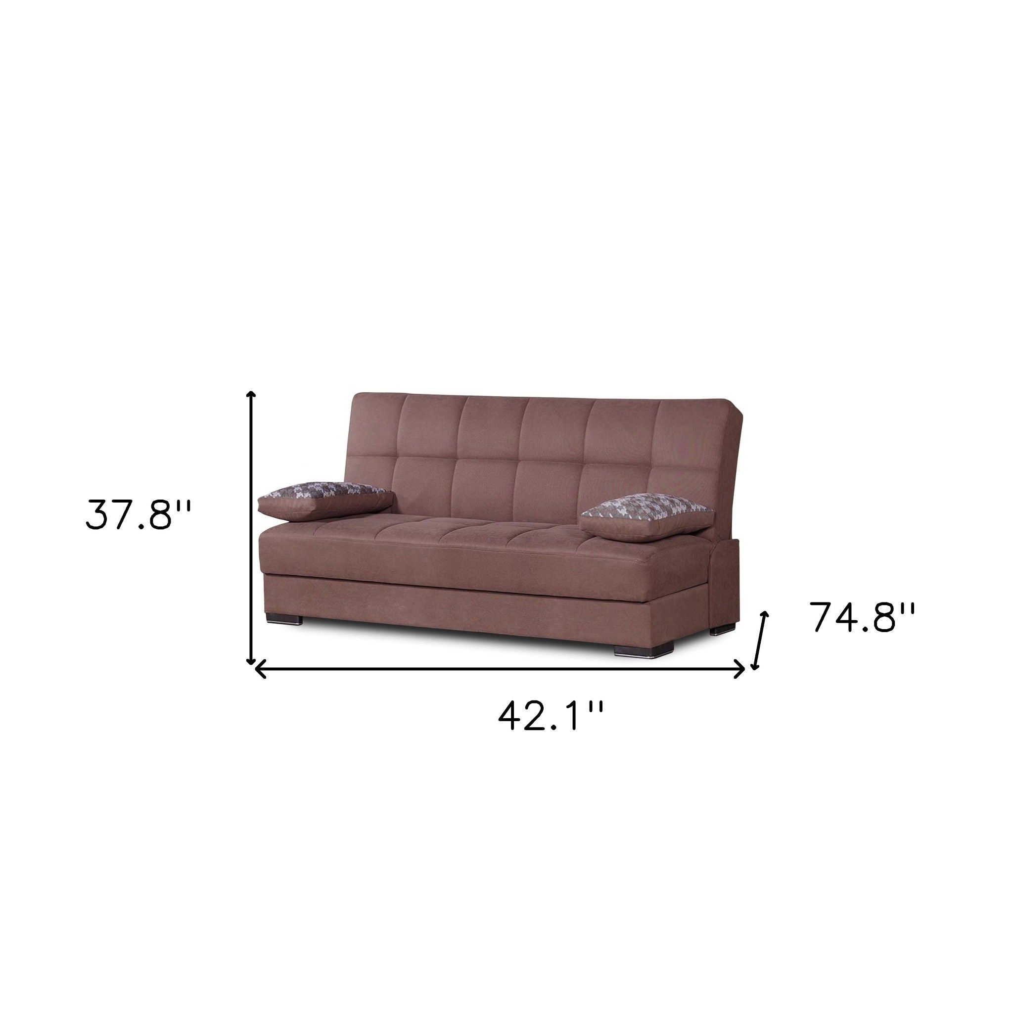 Chenille Sleeper Sofa And Toss Pillows - Brown