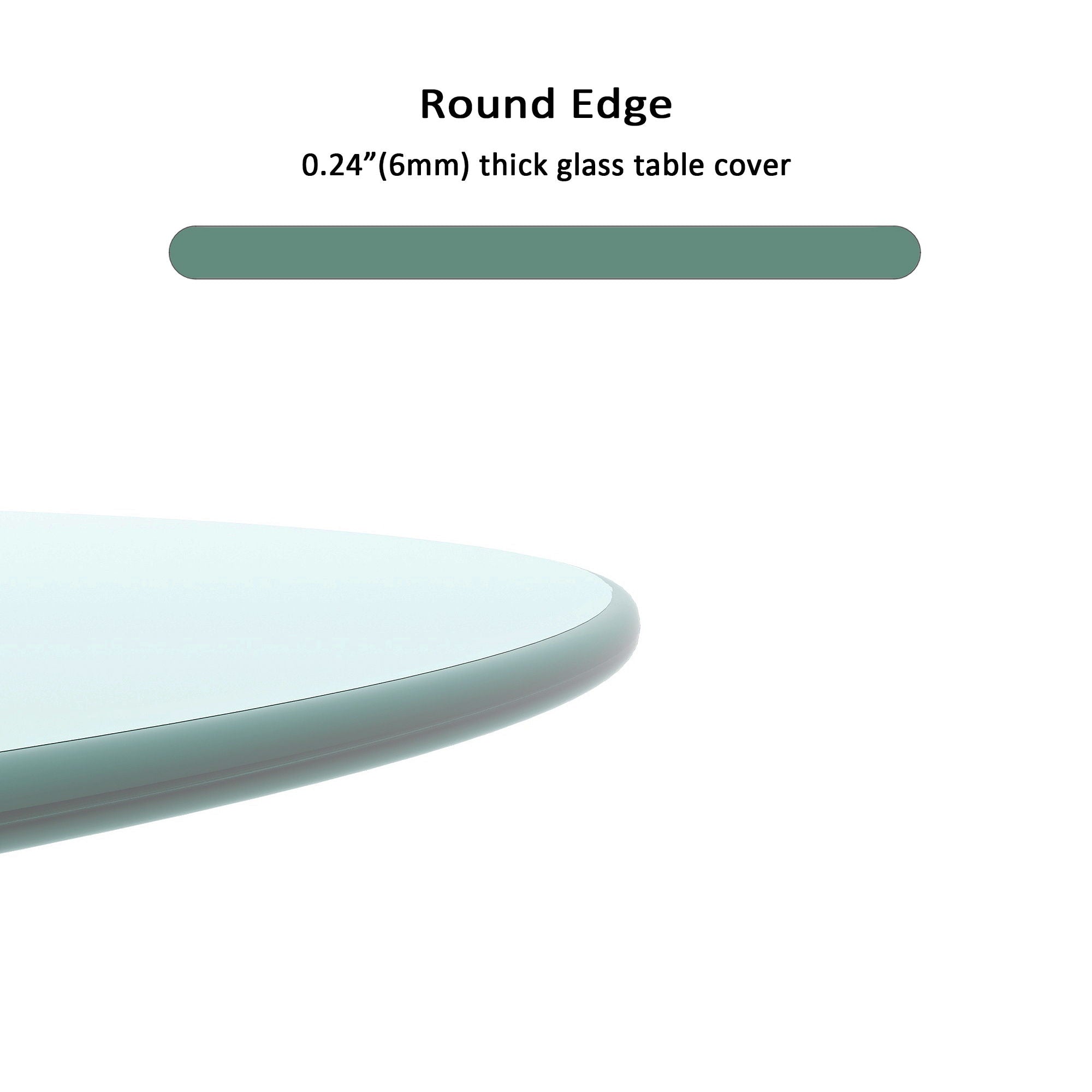 20" Round Tempered Glass Table Top Clear Glass 1 / 4" Thick Round Polished Edge - Transparent