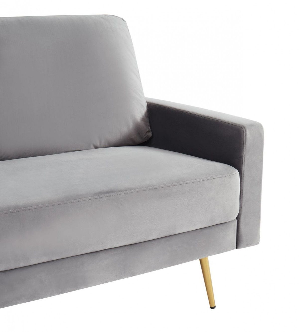 Velvet Sofa With Brass Legs - Gray