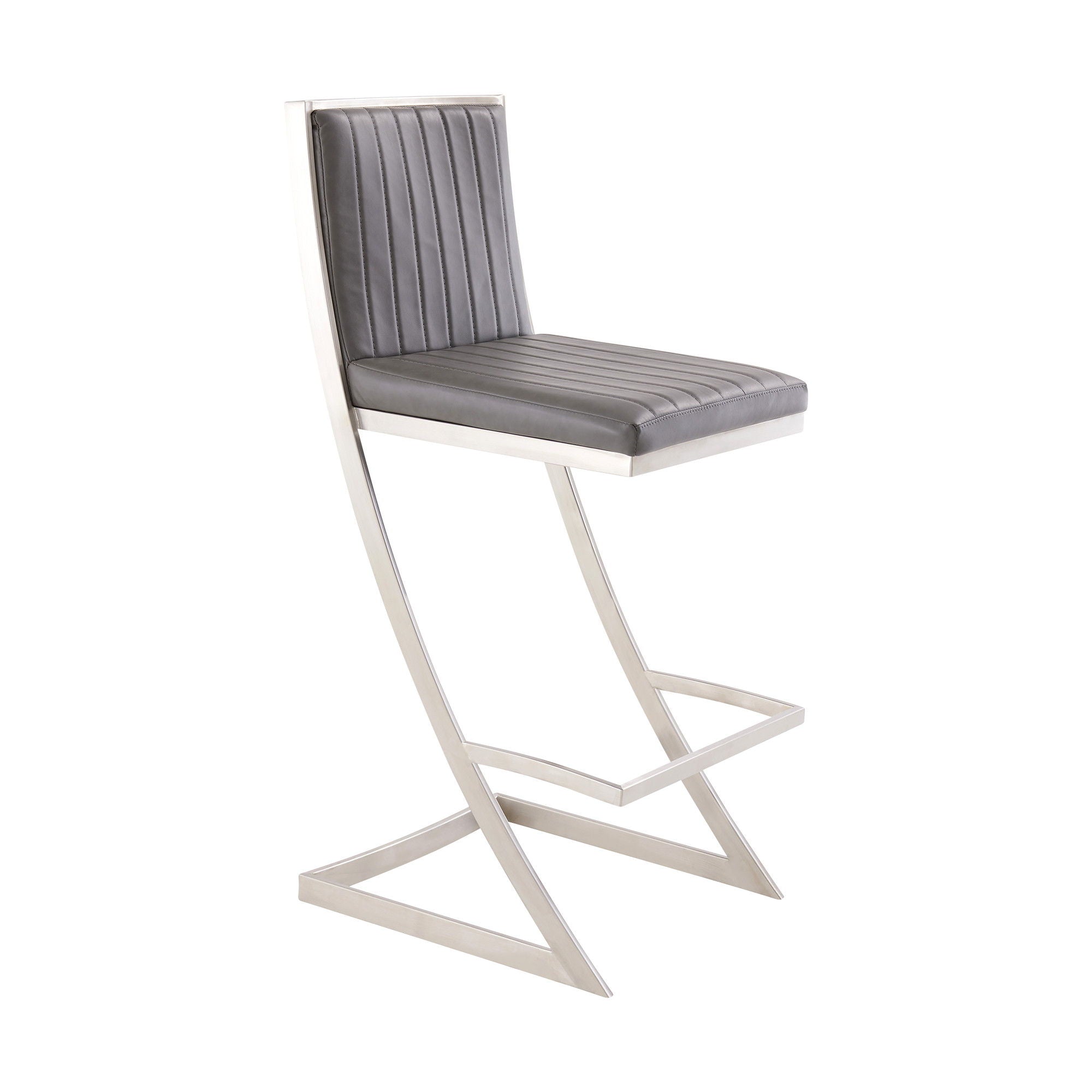 39" Counter Height Bar Chair - Gray / Silver