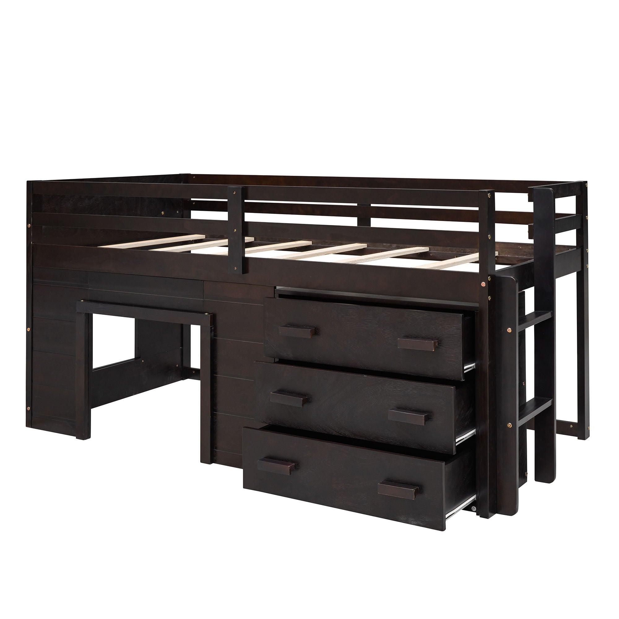 Twin Size Loft Bed With Cabinet And Shelf