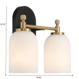 Vortex - 2 Lights Vanity In Style For Over Bathroom Mirror Wall Sconce - Black / Gold / White