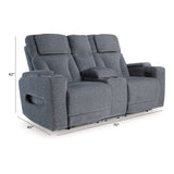 Studio Cave - Power Reclining Loveseat with Console - Steel