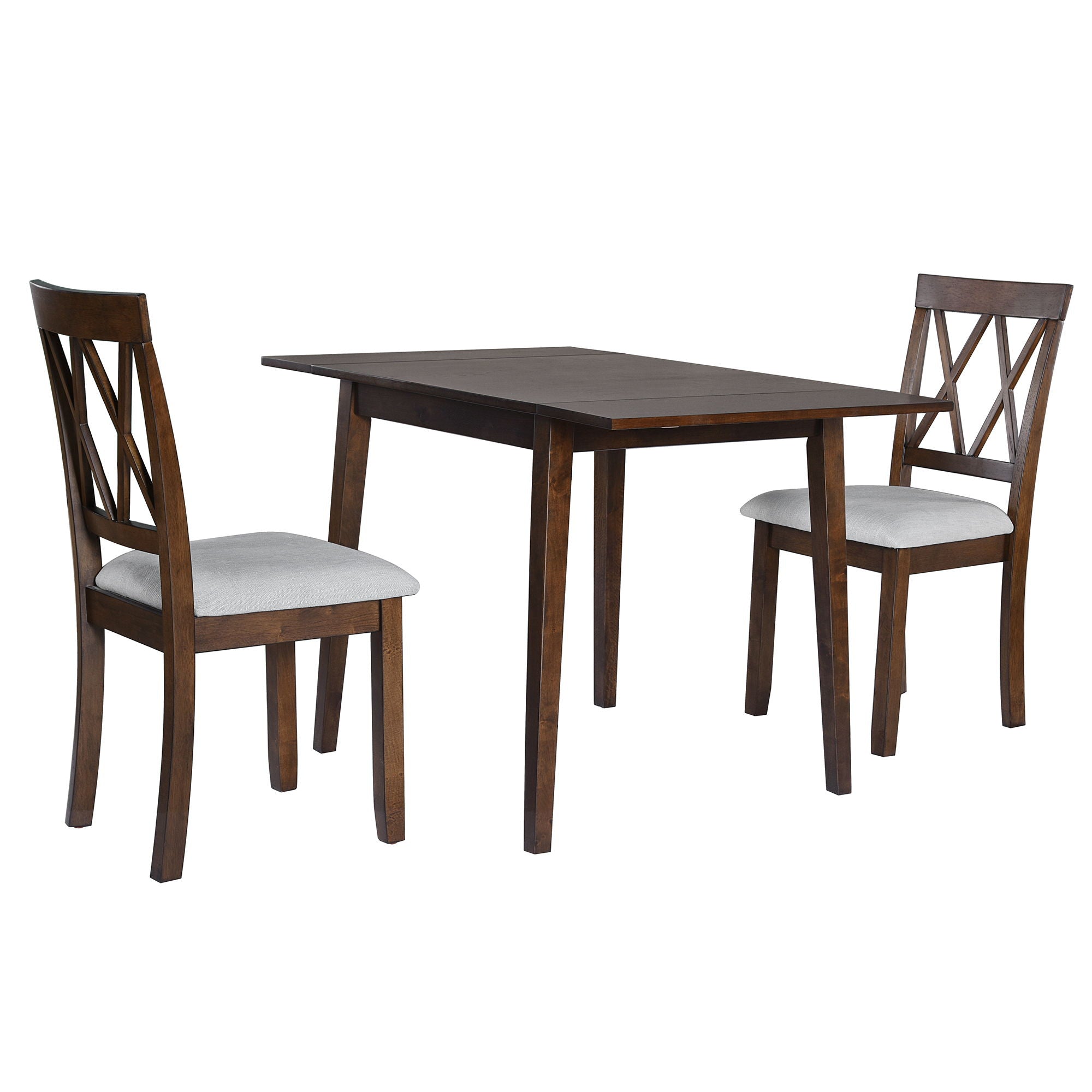 3 Piece Kitchen Dining Set With Drop Leaf Dining Table And 2 Dining Upholstered Chairs, Dining Room Set For Small Places - Brown