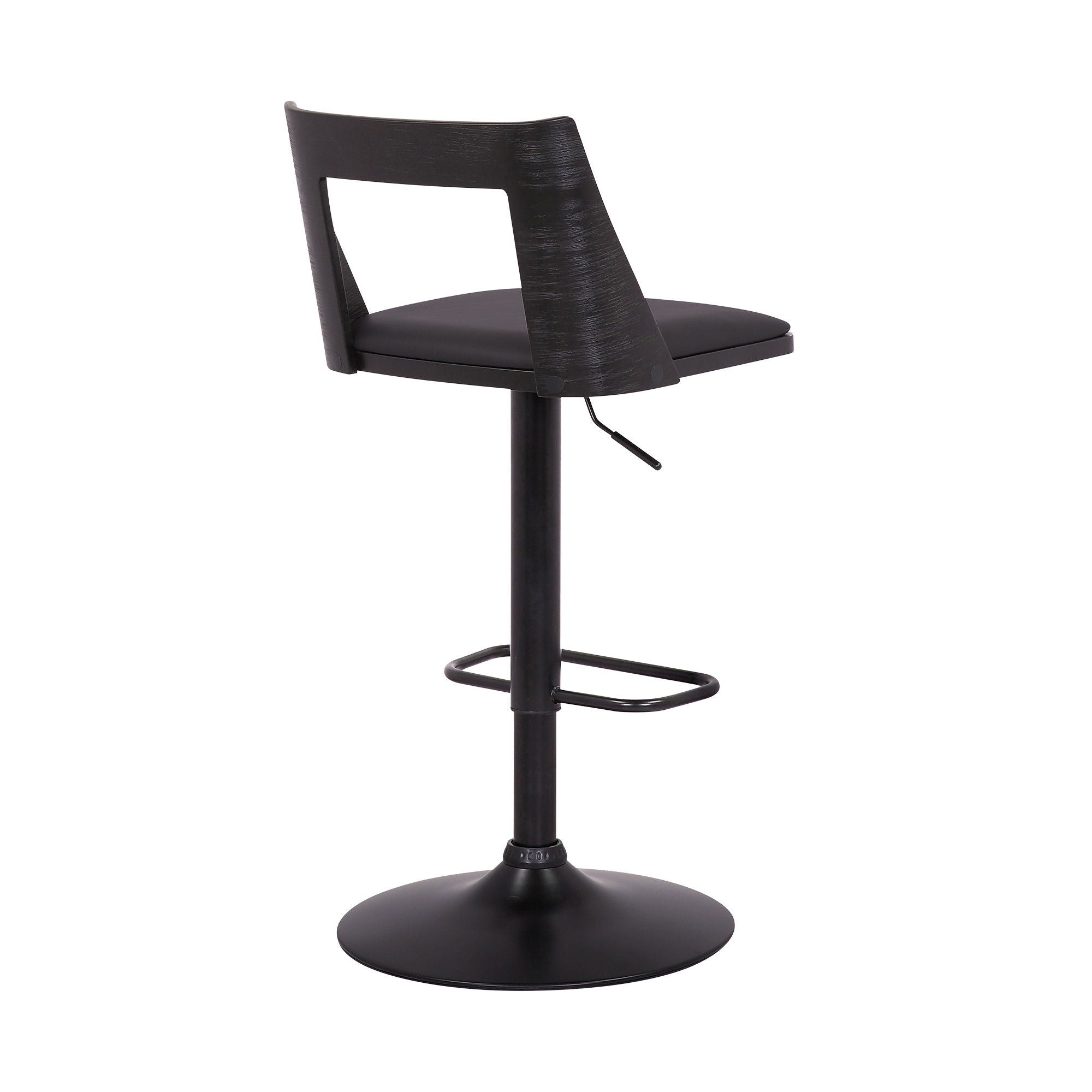 Faux Leather Swivel Adjustable Height Bar Chair - Black