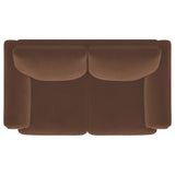 Selma - Velvet Upholstered Crescent Arm Loveseat - Rust by Coaster Fine Furniture | Bel Furniture